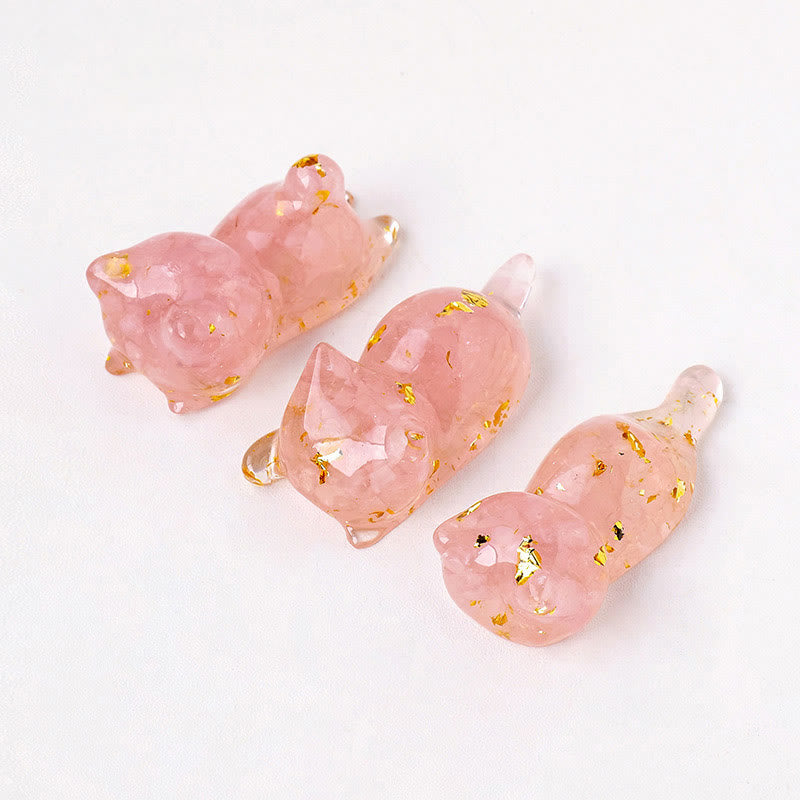 Olivenorma 1Pcs Crystal Epoxy Sleeping Kitten Gemstone Decoration