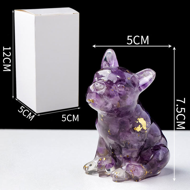 Olivenorma Crystal Epoxy French Bulldog Gemstone Decoration