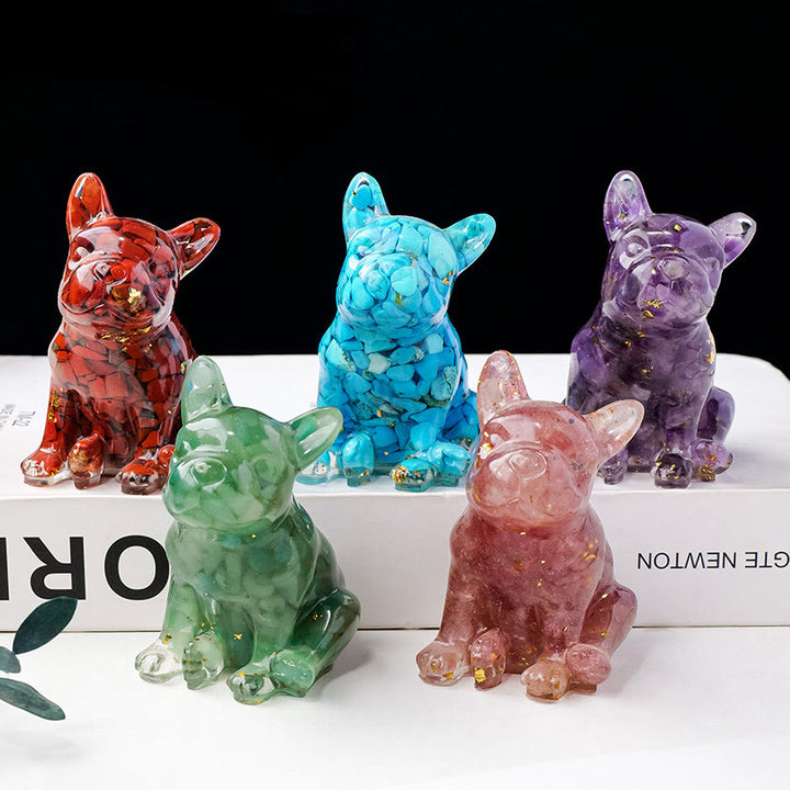 Olivenorma Crystal Epoxy French Bulldog Gemstone Decoration