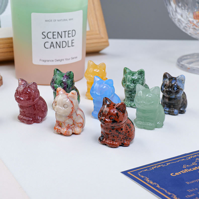 Olivenorma Crystal Epoxy Lucky Cat Gemstone Decoration - image 27