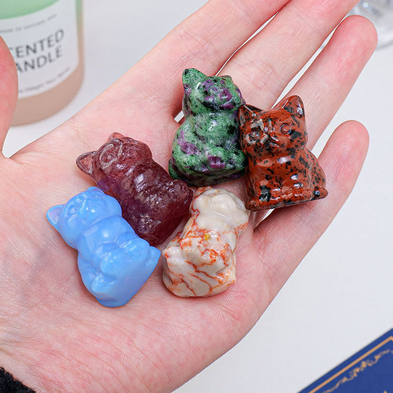 Olivenorma Crystal Epoxy Lucky Cat Gemstone Decoration - image 28