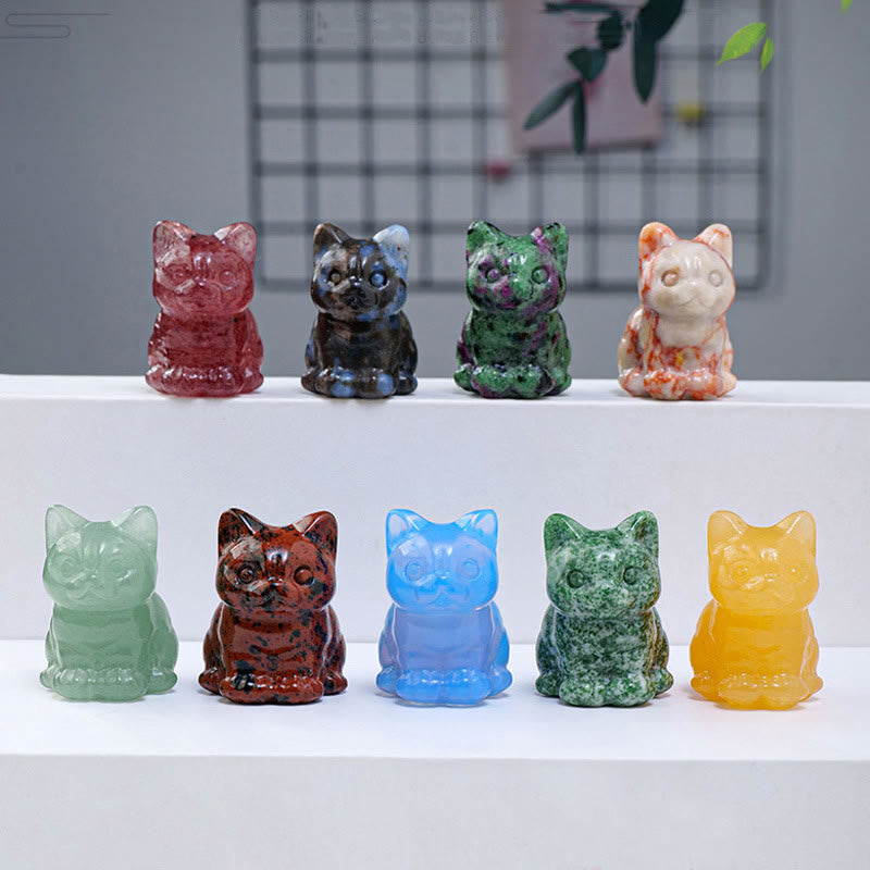 Olivenorma Crystal Epoxy Lucky Cat Gemstone Decoration