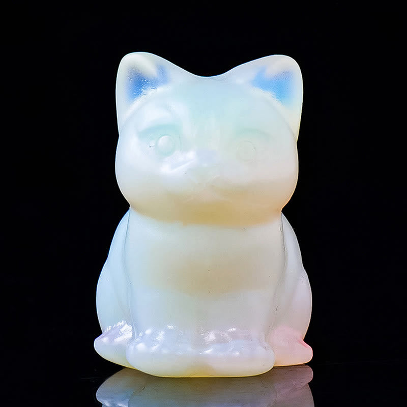 Olivenorma Crystal Epoxy Lucky Cat Gemstone Decoration