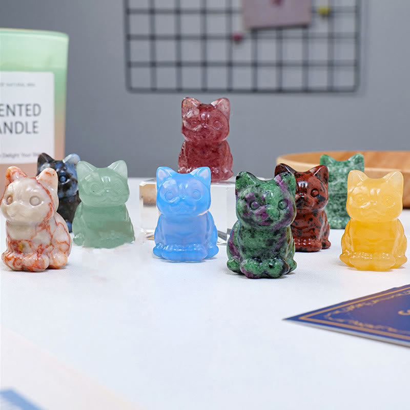 Olivenorma Crystal Epoxy Lucky Cat Gemstone Decoration - image 32