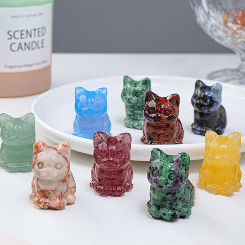 Olivenorma Crystal Epoxy Lucky Cat Gemstone Decoration