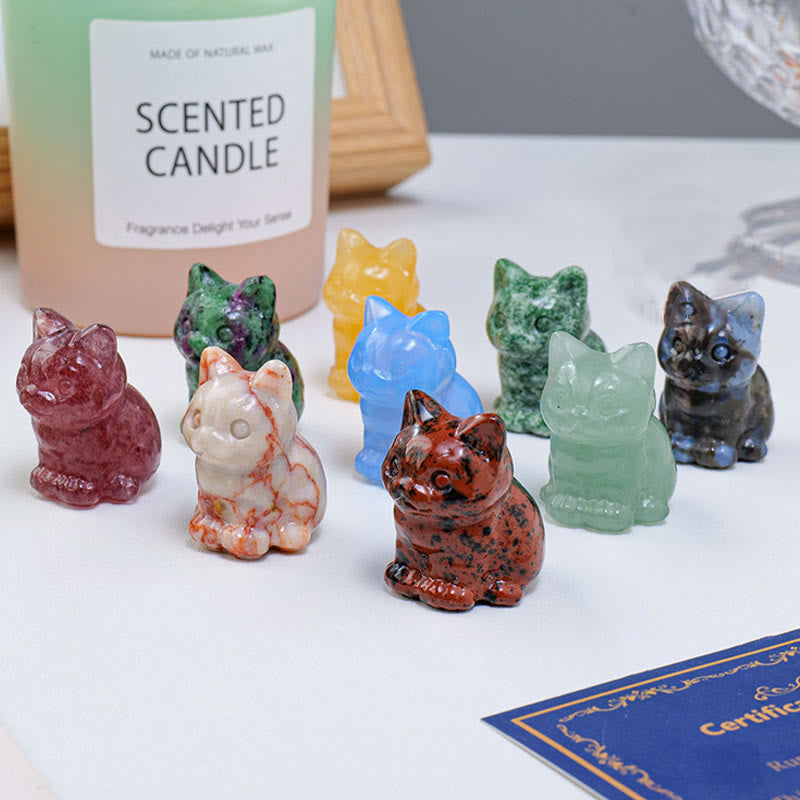 Olivenorma Crystal Epoxy Lucky Cat Gemstone Decoration