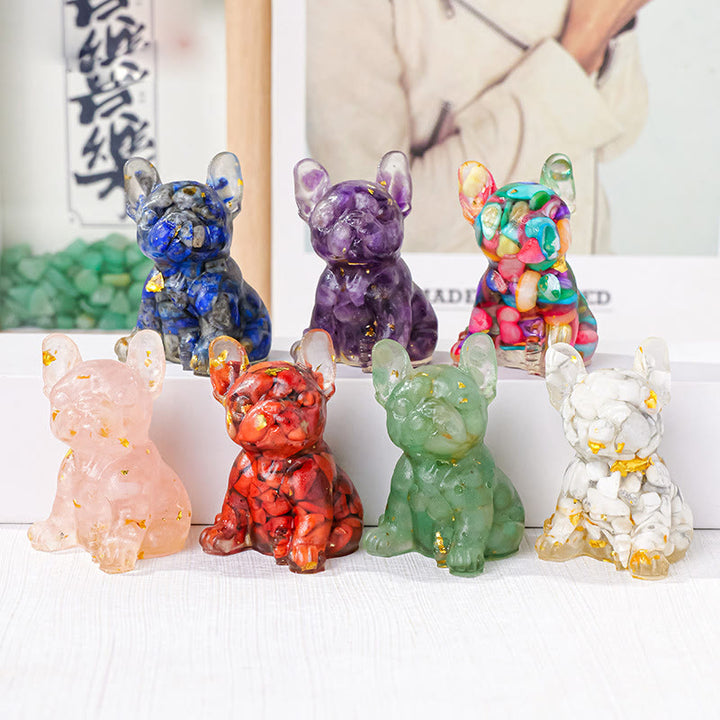 Olivenorma Crystal Epoxy Cute French Bulldog Gemstone Decoration