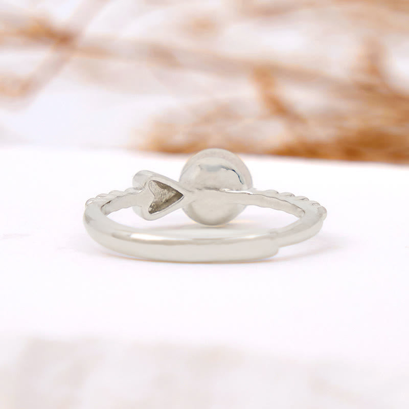 Olivenorma Round Cut Moonstone Heart Shape Adjustable Ring