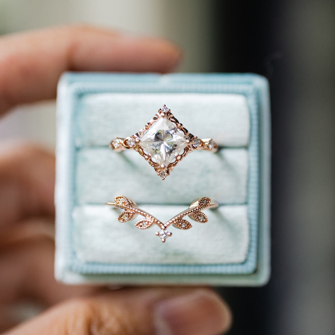 FREE Today: 3 Pcs Rose Gold Moissanite Floral Wedding Ring Set - US 11 - 2 Pcs Leaf#Rose Gold - image 14