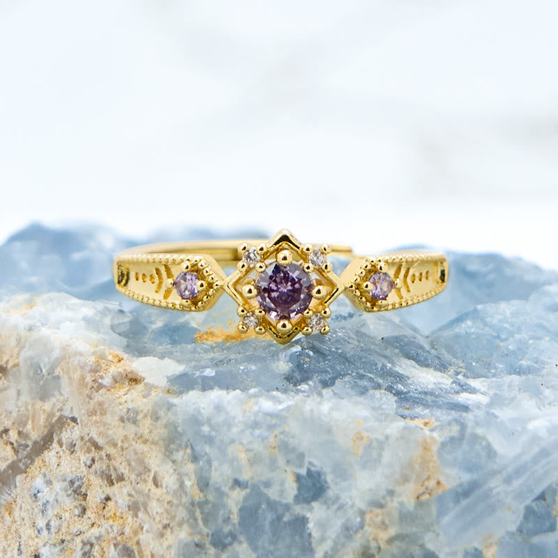 Olivenorma Vintage Square Amethyst Ring