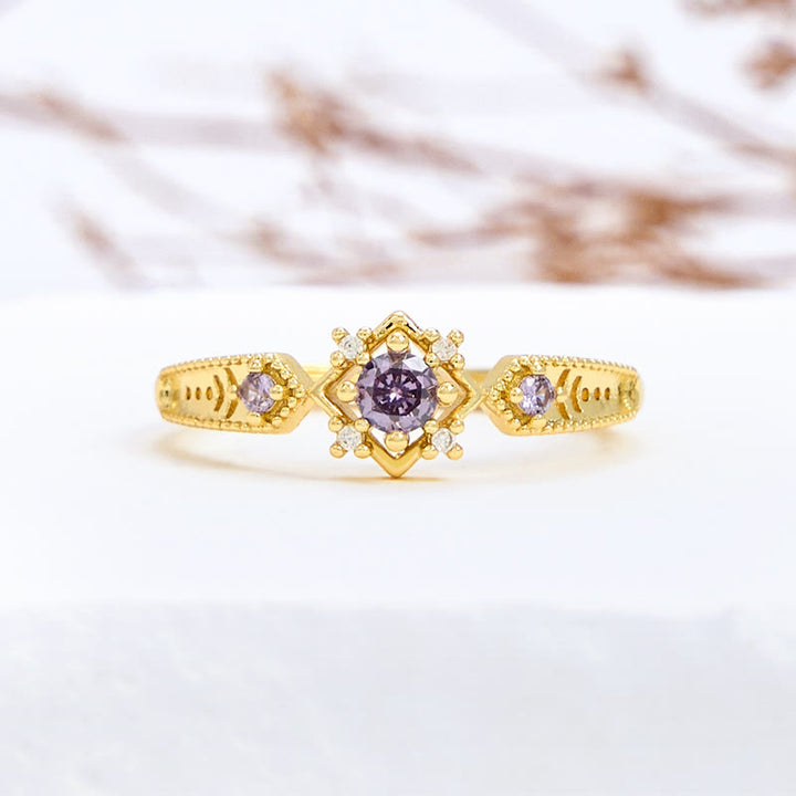 Olivenorma Vintage Square Amethyst Ring