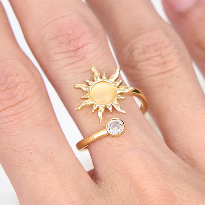 Olivenorma Pink Opal Cat's Eye Stone Sunburst Ring