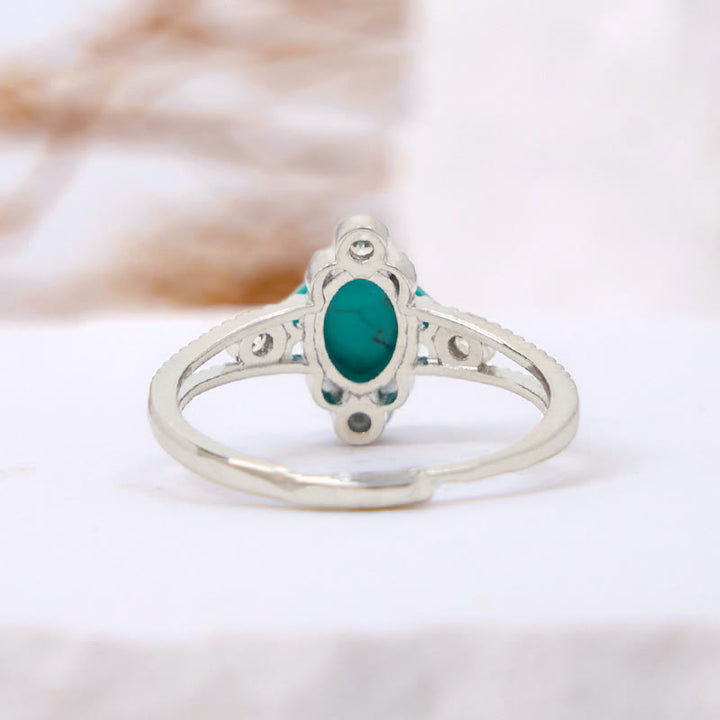 Olivenorma Square Cut Natural Turquoise Vintage Hollow Ring
