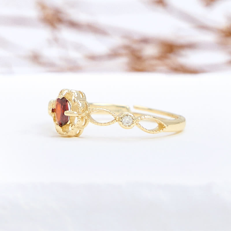 Olivenorma Vintage Hollow Carved Garnet Ring