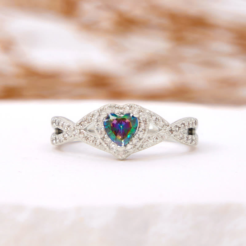 Olivenorma Heart Shaped Alexandrite Infinity Cross Shape Ring