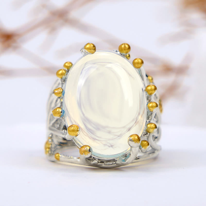 Olivenorma Large Oval Opalite Branch Vine Shape Ring