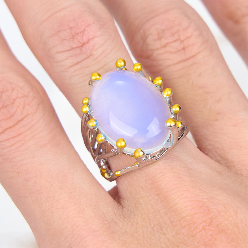 Olivenorma Large Oval Opalite Branch Vine Shape Ring