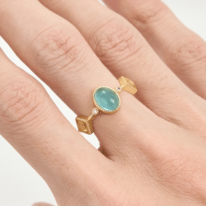 Olivenorma Vintage Oval Aquamarine Square Citrine Ring