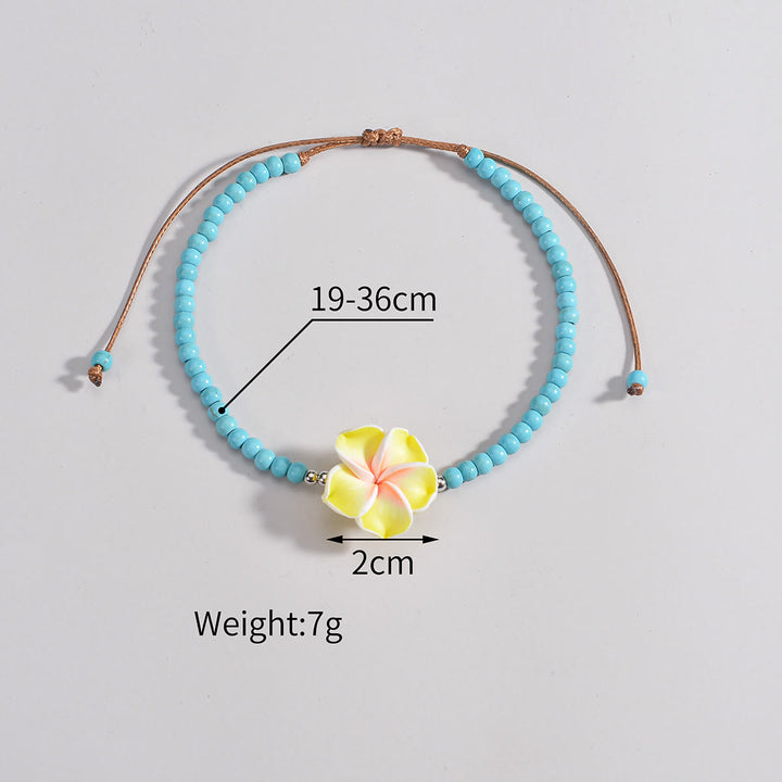 Olivenorma Turquoise Plumeria Beaded Anklet