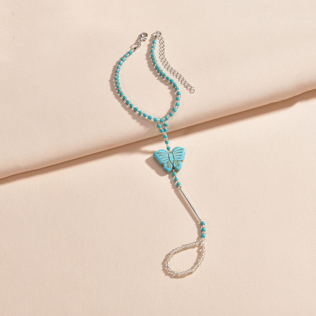 Olivenorma Turquoise Beaded Butterfly Piercing Anklet