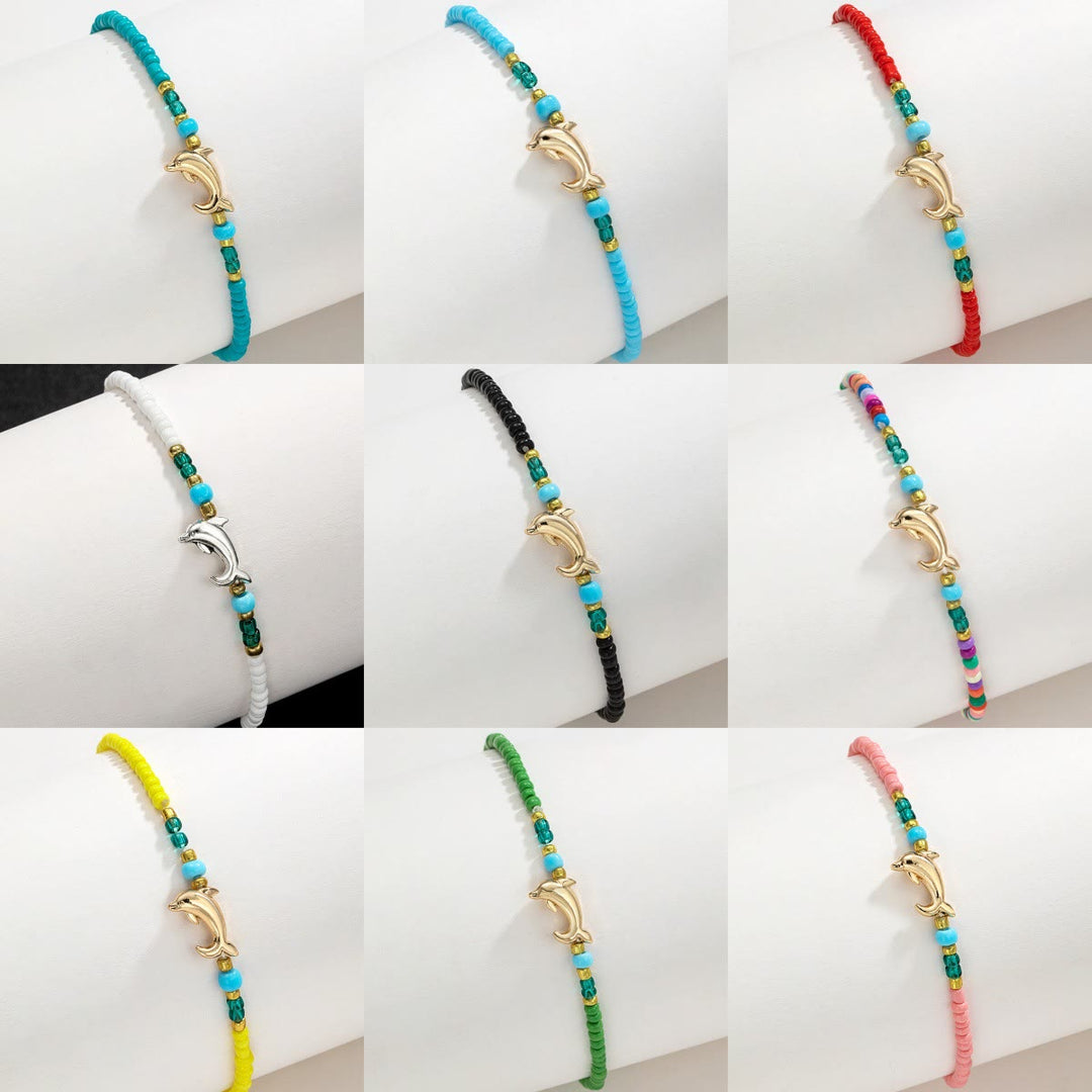 Olivenorma Colorful Beads Dolphin Whale Anklet