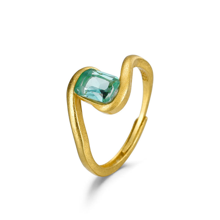 Olivenorma Square Cut Emerald Eye of Cyclone Ring