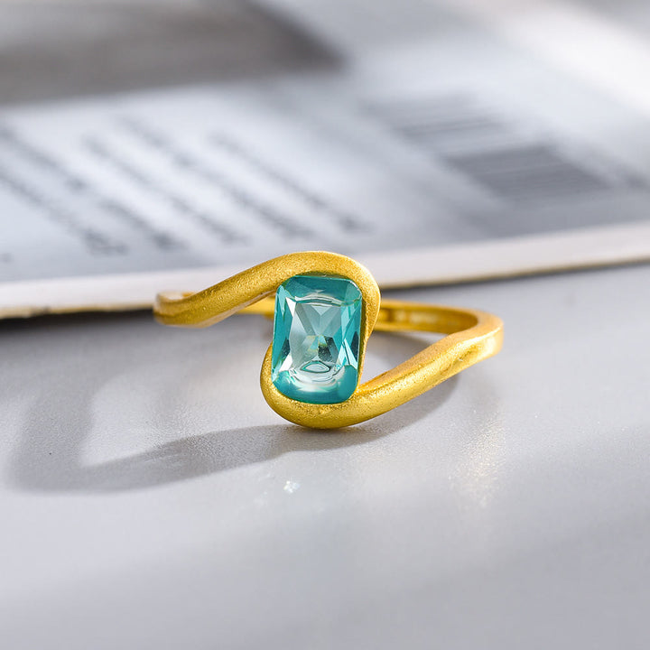 Olivenorma Square Cut Emerald Eye of Cyclone Ring