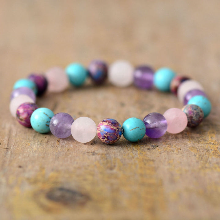 Olivenorma Amethyst Rose Quartz Turquoise Beads Bracelet