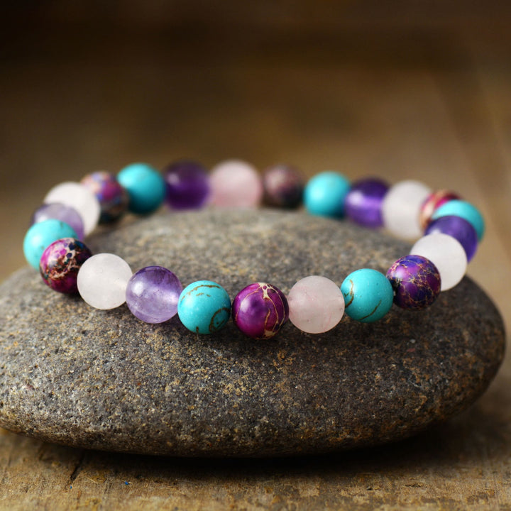 Olivenorma Amethyst Rose Quartz Turquoise Beads Bracelet