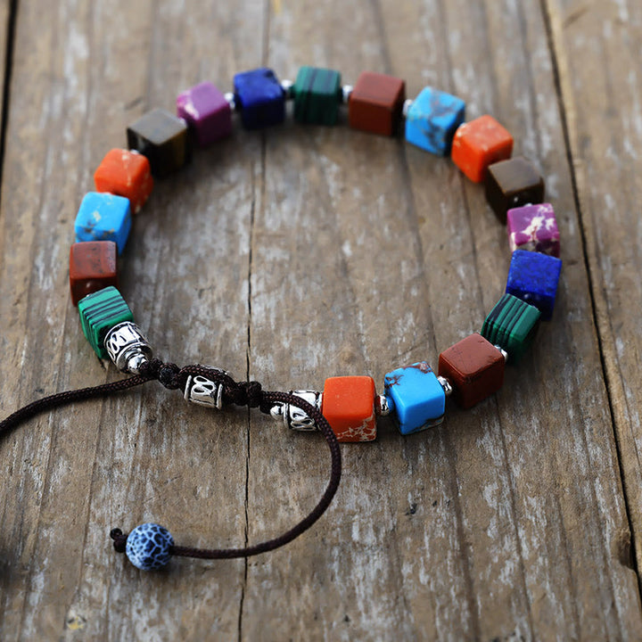 Olivenorma Square Cut Natural Stone Beaded Bracelet