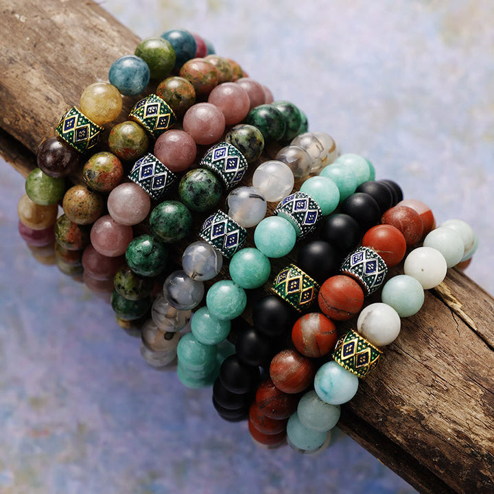 Olivenorma 8mm Natural Stone Beads Yoga Meditation Bracelet