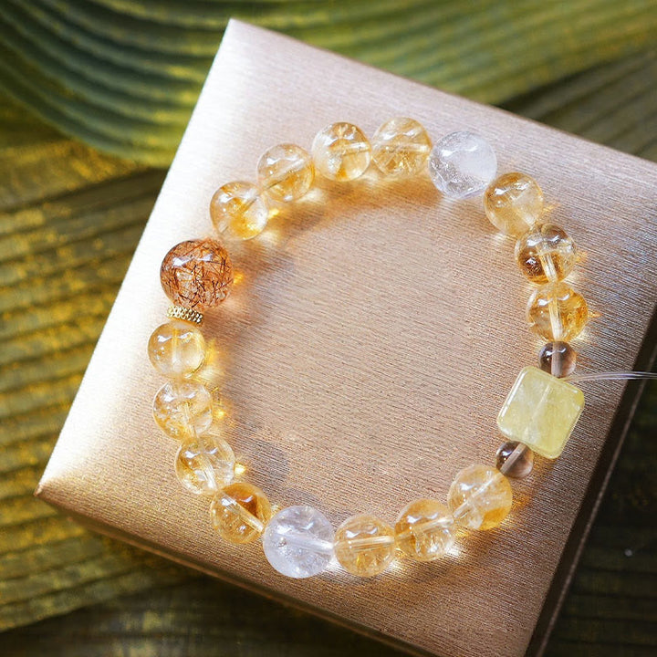 Olivenorma Gold Rutilated Quartz Citrine Beaded Bracelet