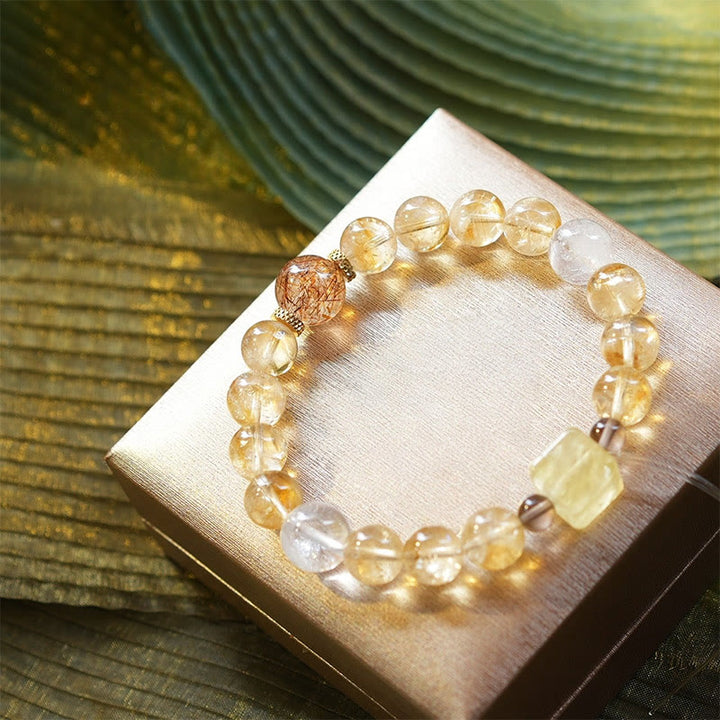 Olivenorma Gold Rutilated Quartz Citrine Beaded Bracelet