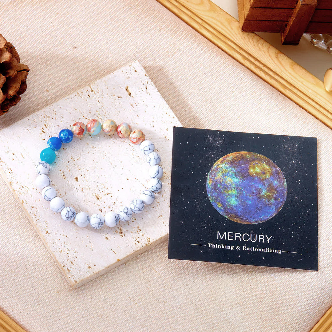 Olivenorma Solar System Eight Planets Crystal Bracelet with Card