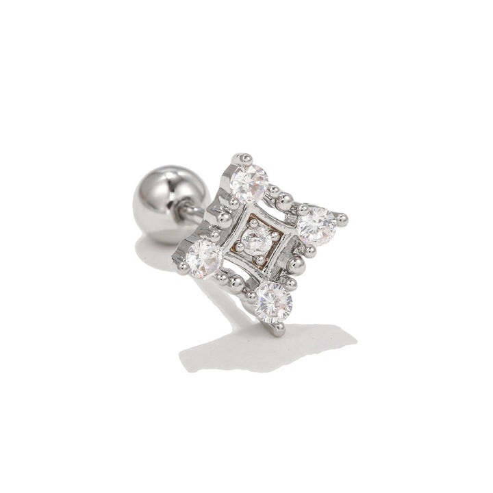 Olivenorma Inlaid Zircon Cute Pattern Studs Earrings - Hollow Diamond - image 4