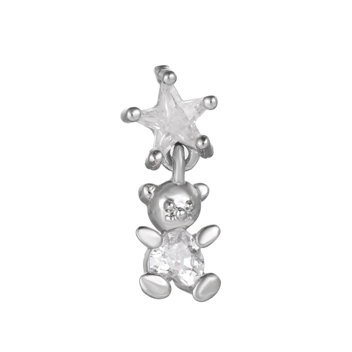 Olivenorma Inlaid Zircon Cute Pattern Studs Earrings - White Zircon & Bear - image 9