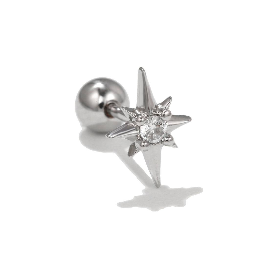 Olivenorma Inlaid Zircon Cute Pattern Studs Earrings - Eight-pointed Star - image 2