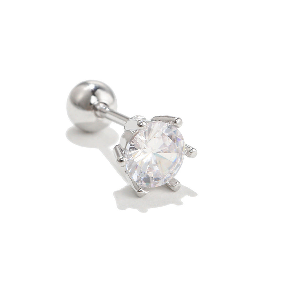 Olivenorma Inlaid Zircon Cute Pattern Studs Earrings - Six-claw Zircon - image 1