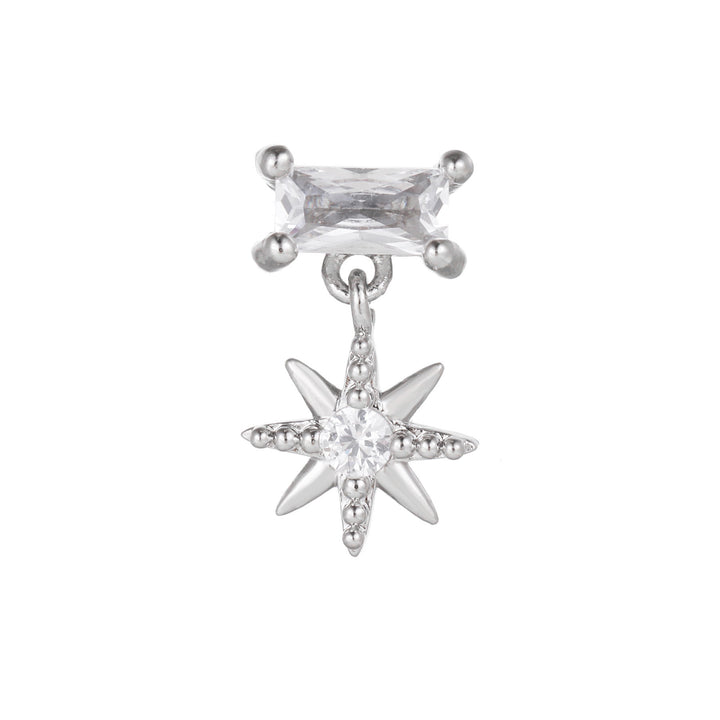 Olivenorma Inlaid Zircon Cute Pattern Studs Earrings - Rectangular Zircon & Star - image 10