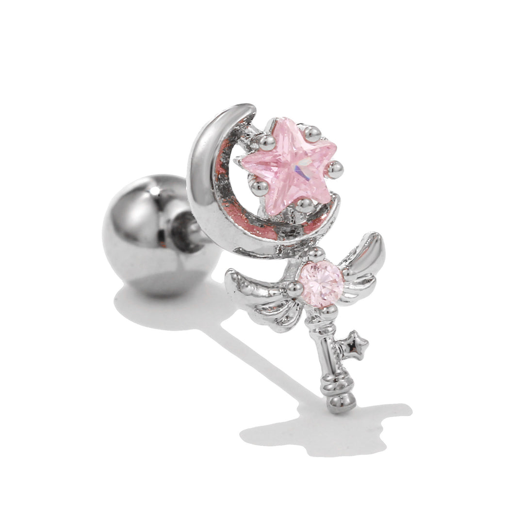 Olivenorma Inlaid Zircon Cute Pattern Studs Earrings - Magic Wand - image 13