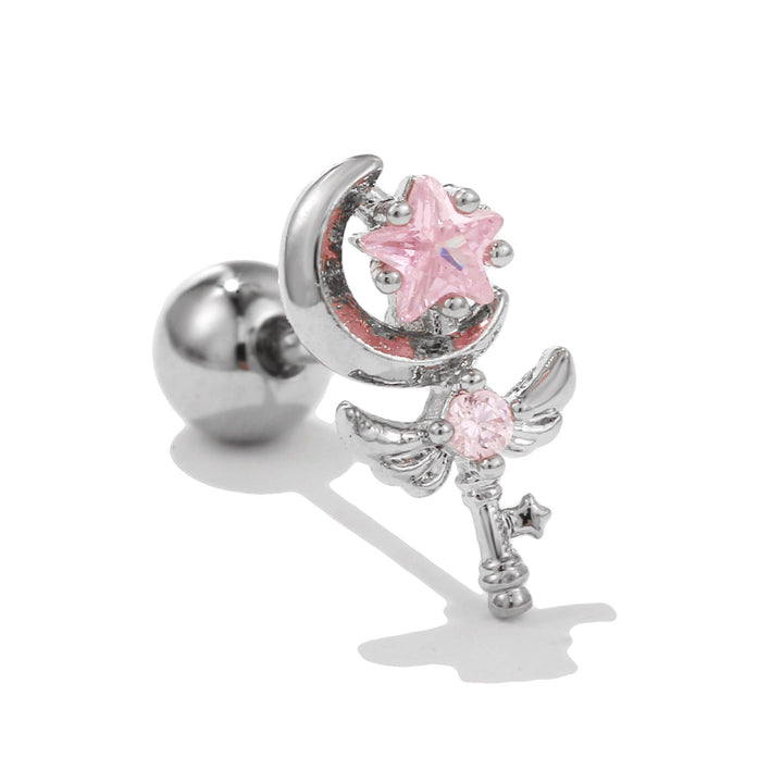 Olivenorma Inlaid Zircon Cute Pattern Studs Earrings - Magic Wand - image 13