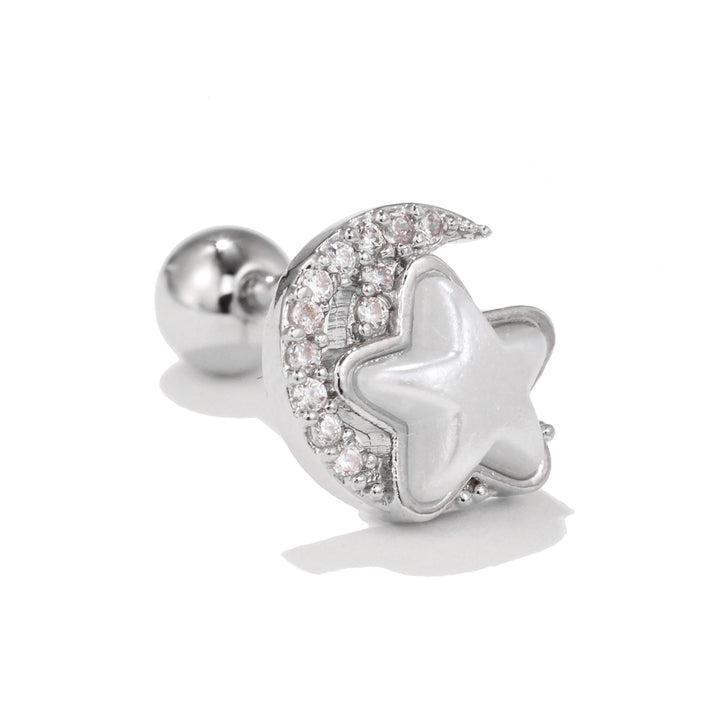 Olivenorma Inlaid Zircon Cute Pattern Studs Earrings - Moon & Star - image 12