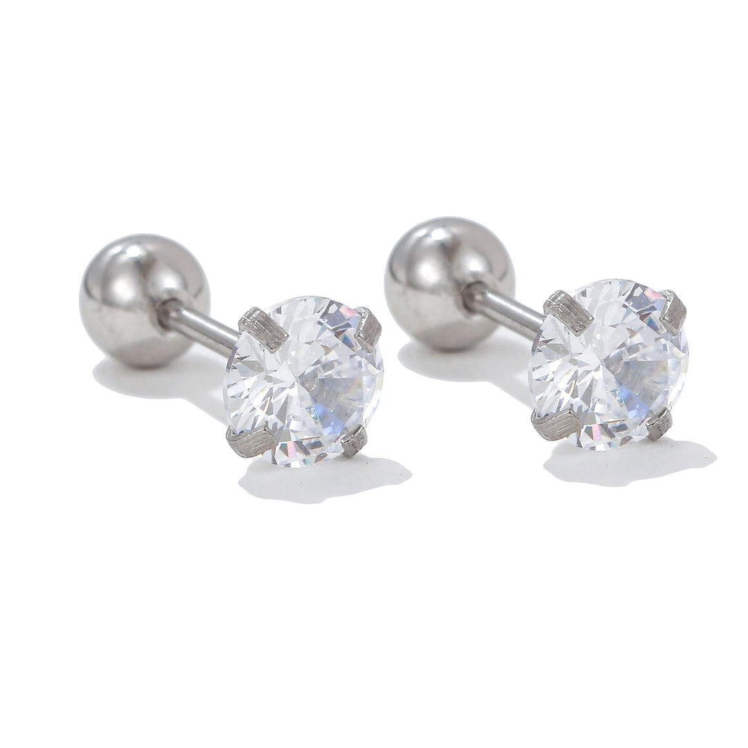 Olivenorma Geometric Cut Colored Zirconia Silver Studs Earrings