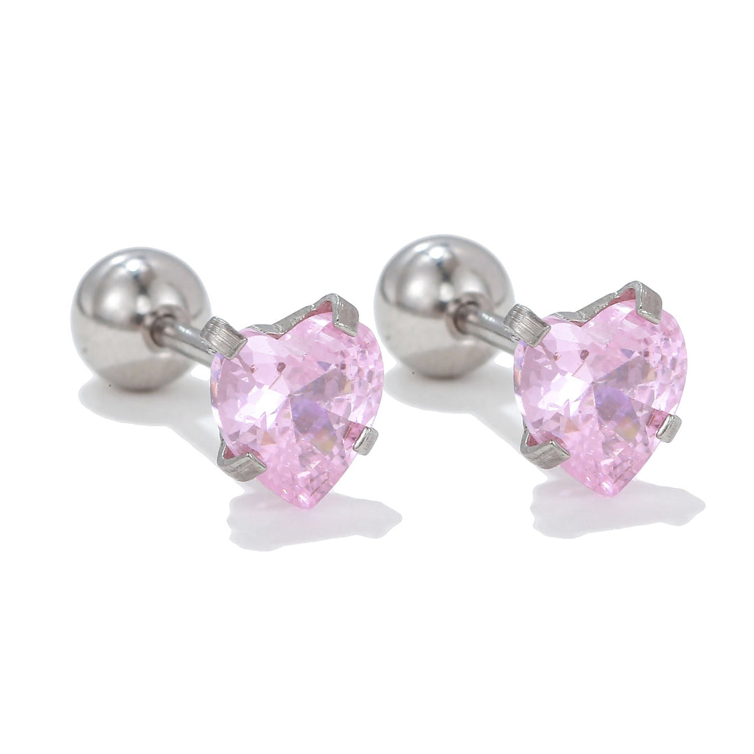 Olivenorma Geometric Cut Colored Zirconia Silver Studs Earrings