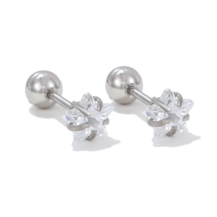 Olivenorma Geometric Cut Colored Zirconia Silver Studs Earrings