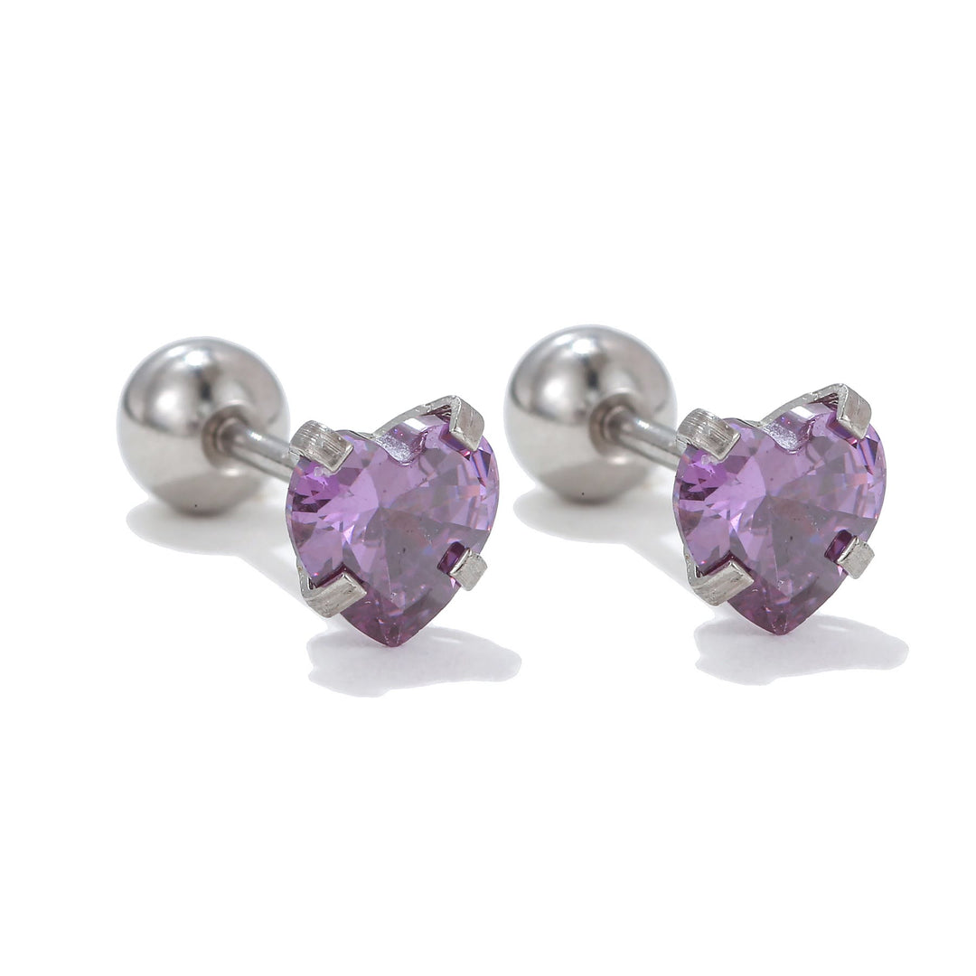 Olivenorma Geometric Cut Colored Zirconia Silver Studs Earrings