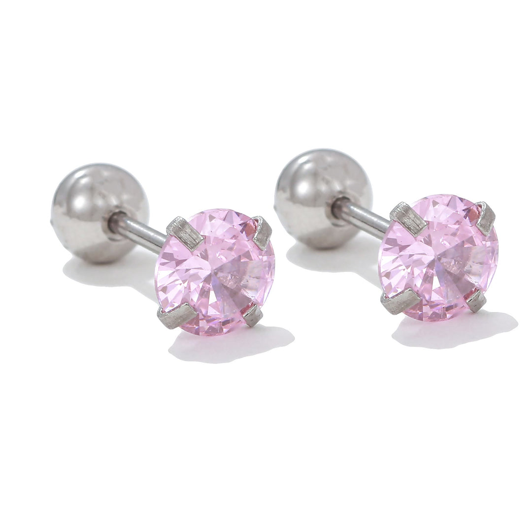 Olivenorma Geometric Cut Colored Zirconia Silver Studs Earrings