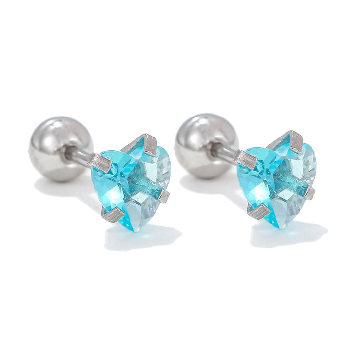 Olivenorma Geometric Cut Colored Zirconia Silver Studs Earrings