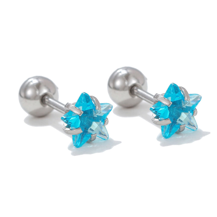 Olivenorma Geometric Cut Colored Zirconia Silver Studs Earrings