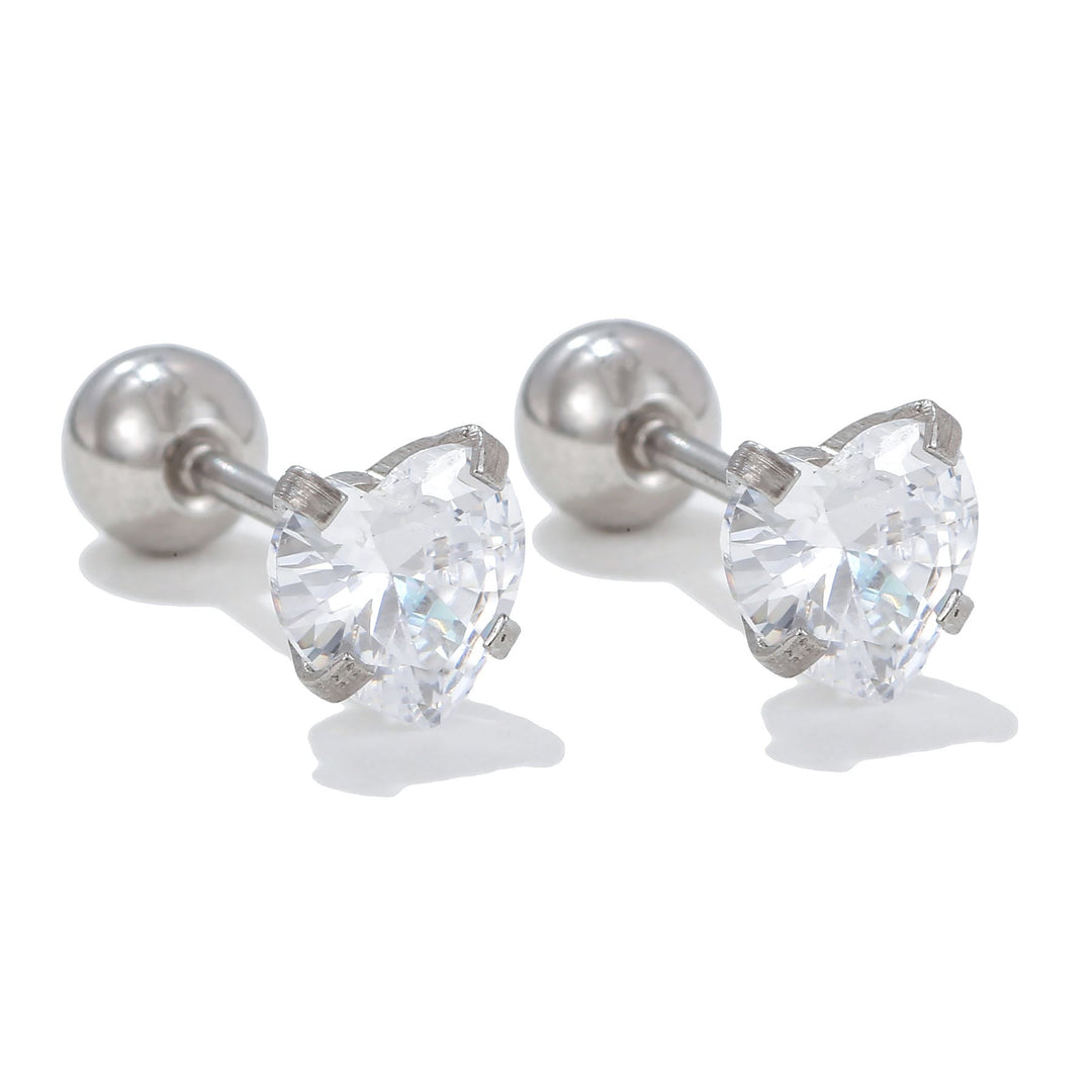 Olivenorma Geometric Cut Colored Zirconia Silver Studs Earrings